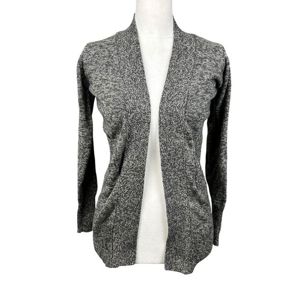 Morgan City Black, Gray, White Marled S Long Sleeve Open Wrap Cardigan Sweater - Picture 1 of 7